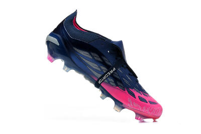 Men's Adidas Predator 26 Elite Fold-Over Tongue FG Firm Ground Low-Tops Football Boots - Blue/Midnight Navy/Lucid Pink