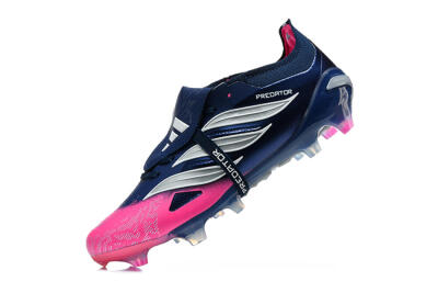 Men's Adidas Predator 26 Elite Fold-Over Tongue FG Firm Ground Low-Tops Football Boots - Blue/Midnight Navy/Lucid Pink