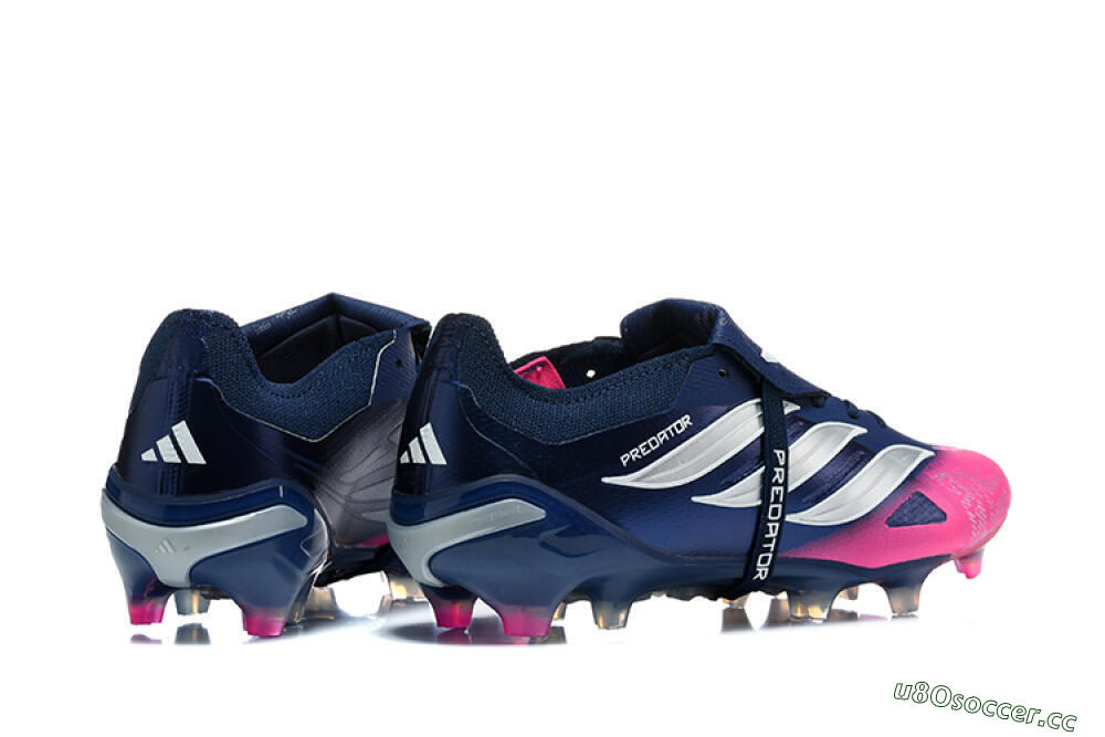 Men's Adidas Predator 26 Elite Fold-Over Tongue FG Firm Ground Low-Tops Football Boots - Blue/Midnight Navy/Lucid Pink 9