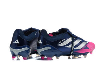 Men's Adidas Predator 26 Elite Fold-Over Tongue FG Firm Ground Low-Tops Football Boots - Blue/Midnight Navy/Lucid Pink