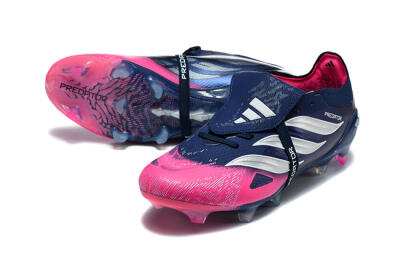 Men's Adidas Predator 26 Elite Fold-Over Tongue FG Firm Ground Low-Tops Football Boots - Blue/Midnight Navy/Lucid Pink