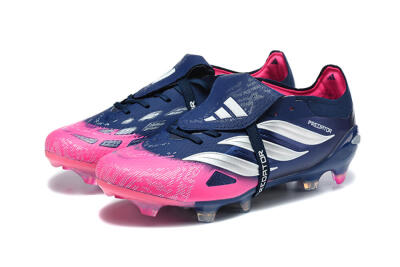 Men's Adidas Predator 26 Elite Fold-Over Tongue FG Firm Ground Low-Tops Football Boots - Blue/Midnight Navy/Lucid Pink