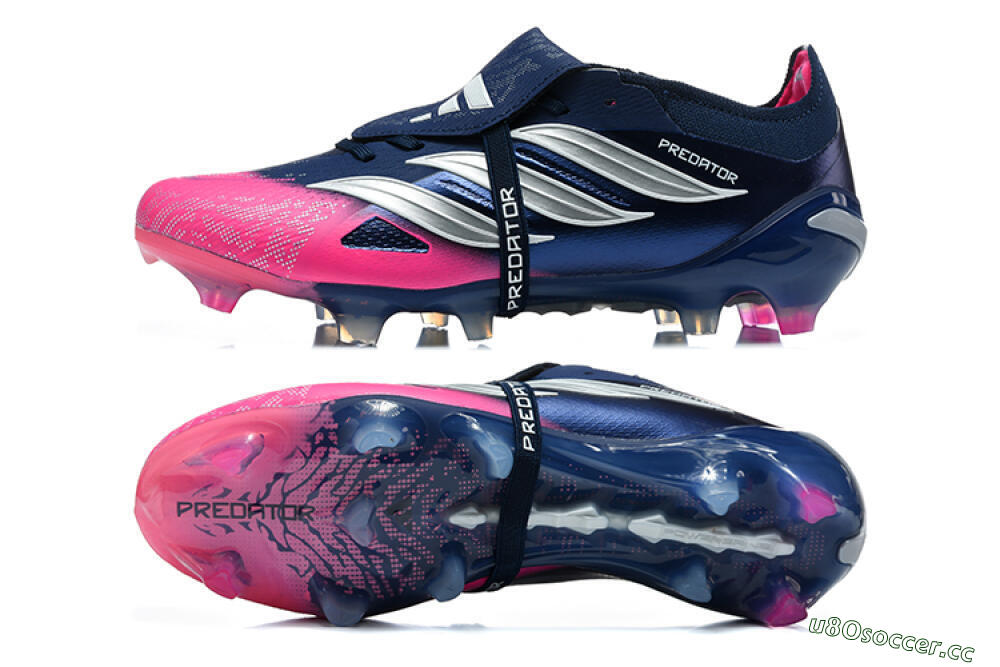 Men's Adidas Predator 26 Elite Fold-Over Tongue FG Firm Ground Low-Tops Football Boots - Blue/Midnight Navy/Lucid Pink 1