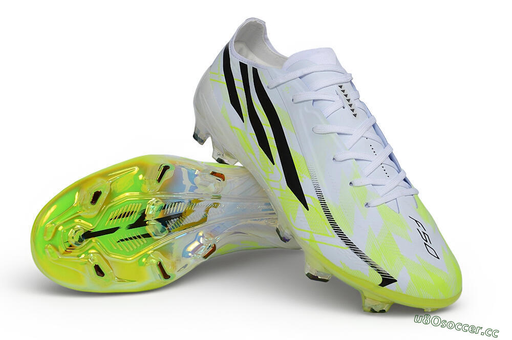 Unisex Adidas F50 Hyperfast Elite FG Firm Ground Low-Tops Football Boots - White/Solar Yellow/Core Black 3