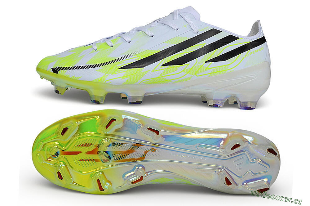 Unisex Adidas F50 Hyperfast Elite FG Firm Ground Low-Tops Football Boots - White/Solar Yellow/Core Black 1