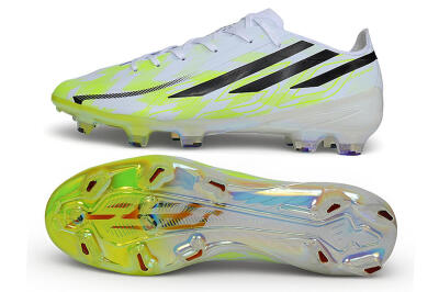 Unisex Adidas F50 Hyperfast Elite FG Firm Ground Low-Tops Football Boots - White/Solar Yellow/Core Black