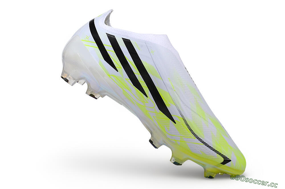 Unisex Adidas F50 Hyperfast Elite Laceless FG Firm Ground Low-Tops Football Boots - White/White/Lucid Lemon 4