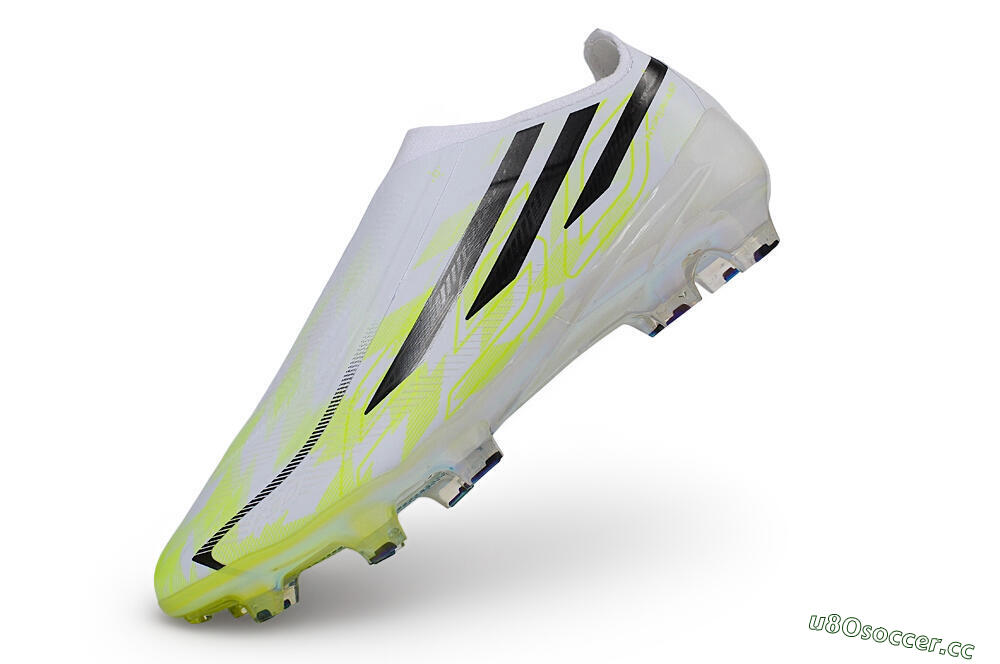 Unisex Adidas F50 Hyperfast Elite Laceless FG Firm Ground Low-Tops Football Boots - White/White/Lucid Lemon 5