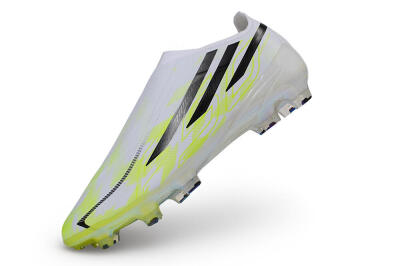 Unisex Adidas F50 Hyperfast Elite Laceless FG Firm Ground Low-Tops Football Boots - White/White/Lucid Lemon