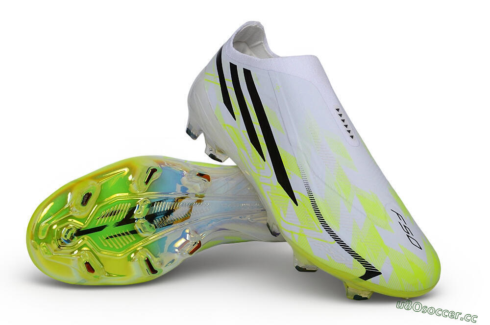 Unisex Adidas F50 Hyperfast Elite Laceless FG Firm Ground Low-Tops Football Boots - White/White/Lucid Lemon 3