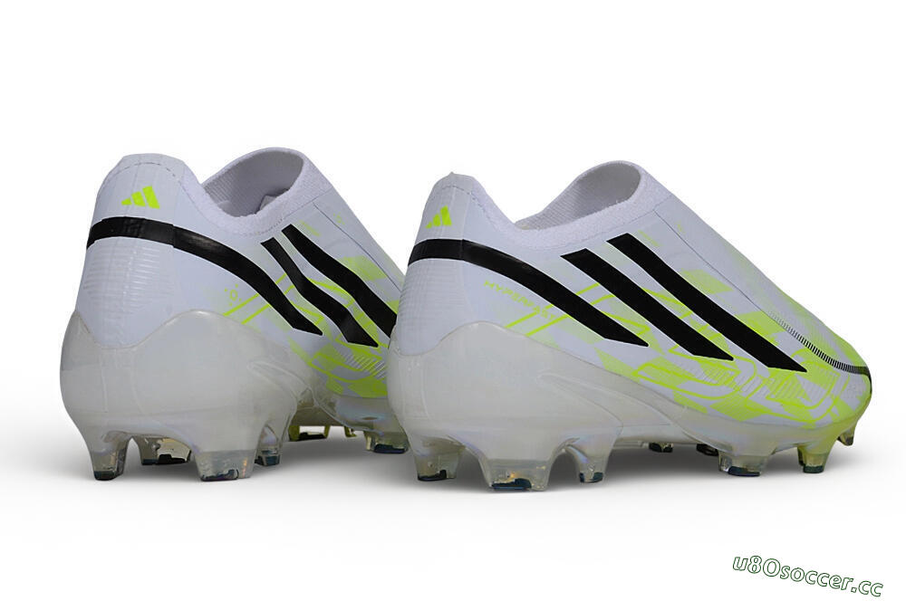 Unisex Adidas F50 Hyperfast Elite Laceless FG Firm Ground Low-Tops Football Boots - White/White/Lucid Lemon 6