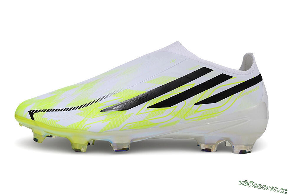 Unisex Adidas F50 Hyperfast Elite Laceless FG Firm Ground Low-Tops Football Boots - White/White/Lucid Lemon 0