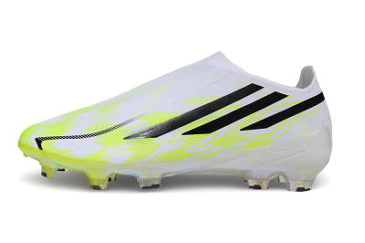 Unisex Adidas F50 Hyperfast Elite Laceless FG Firm Ground Low-Tops Football Boots - White/White/Lucid Lemon