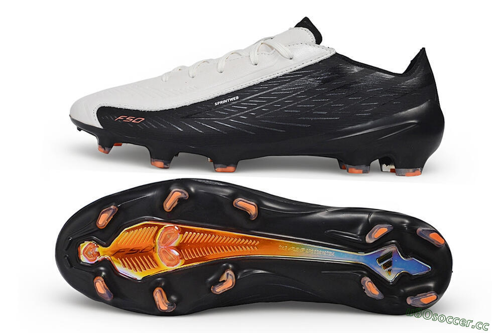 Unisex Adidas F50 Elite FG Firm Ground Low-Tops Football Boots - White/Core Black/Solar Orange 1