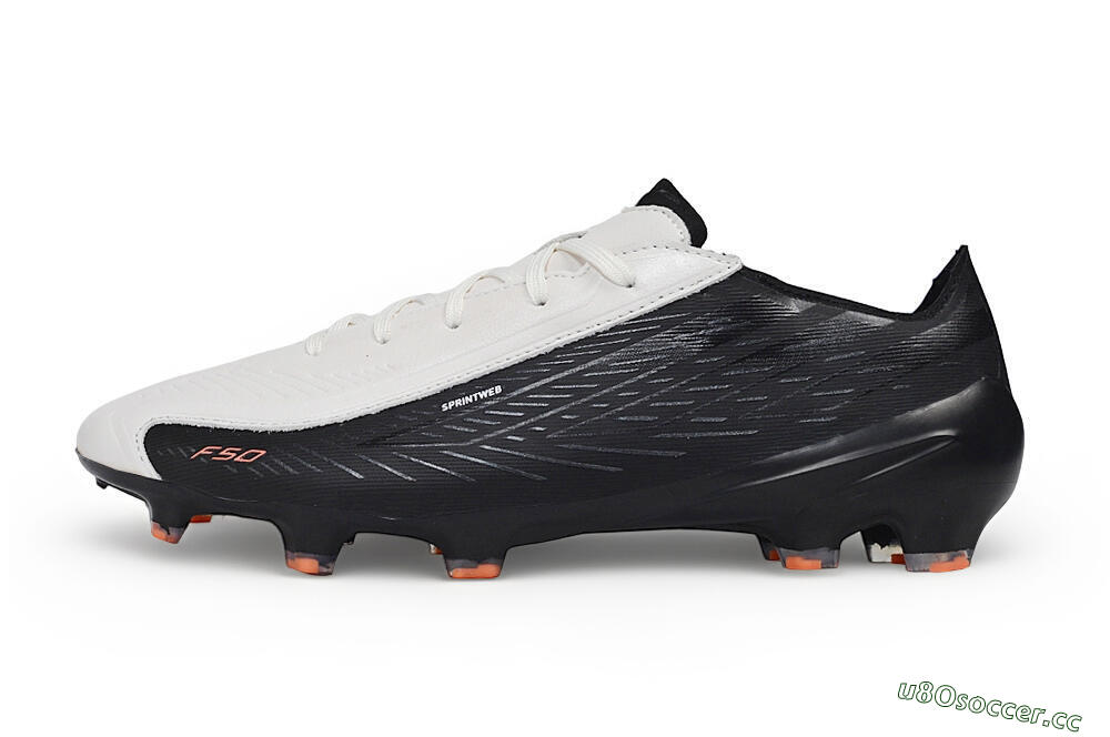 Unisex Adidas F50 Elite FG Firm Ground Low-Tops Football Boots - White/Core Black/Solar Orange 0