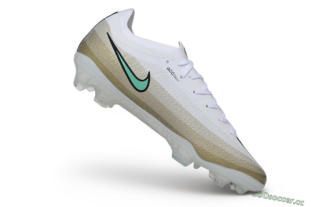 Unisex Nike Air Zoom Mercurial Vapor 17 Elite FG Firm Ground Low-Tops Football Boots - White/Metallic Gold/Mint Green 4