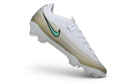 Unisex Nike Air Zoom Mercurial Vapor 17 Elite FG Firm Ground Low-Tops Football Boots - White/Metallic Gold/Mint Green