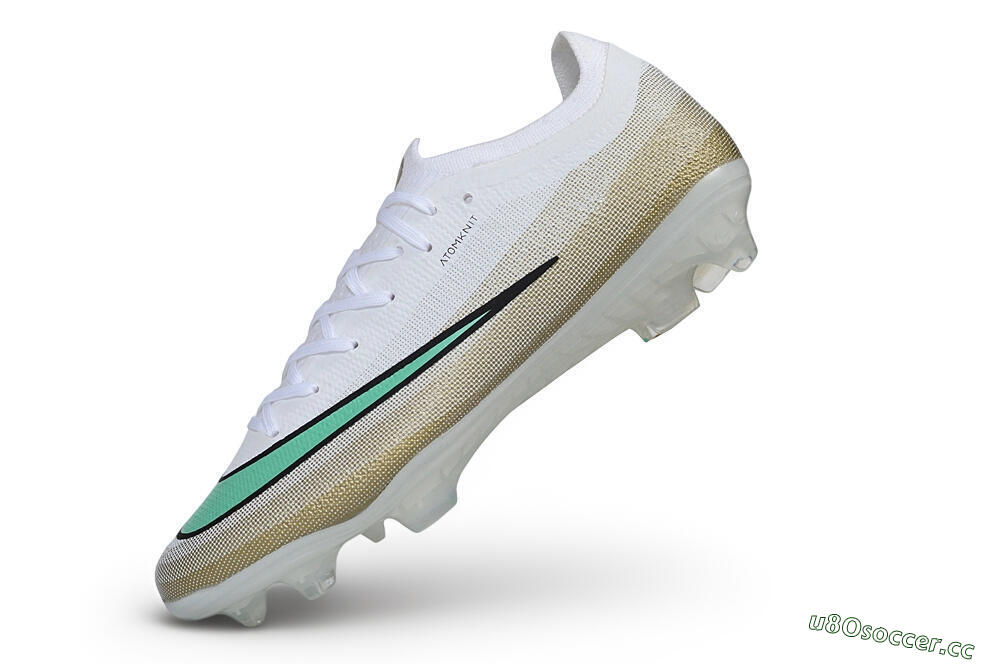 Unisex Nike Air Zoom Mercurial Vapor 17 Elite FG Firm Ground Low-Tops Football Boots - White/Metallic Gold/Mint Green 5