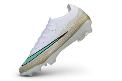 Unisex Nike Air Zoom Mercurial Vapor 17 Elite FG Firm Ground Low-Tops Football Boots - White/Metallic Gold/Mint Green