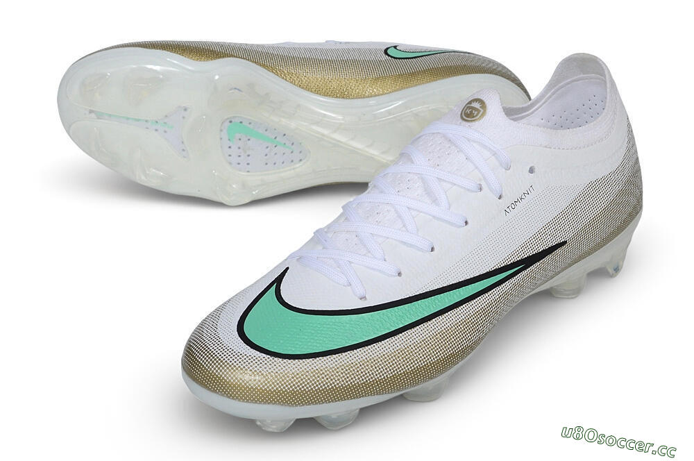 Unisex Nike Air Zoom Mercurial Vapor 17 Elite FG Firm Ground Low-Tops Football Boots - White/Metallic Gold/Mint Green 3