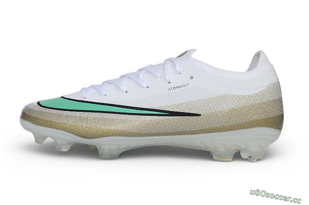 Unisex Nike Air Zoom Mercurial Vapor 17 Elite FG Firm Ground Low-Tops Football Boots - White/Metallic Gold/Mint Green 0