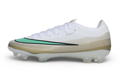 Unisex Nike Air Zoom Mercurial Vapor 17 Elite FG Firm Ground Low-Tops Football Boots - White/Metallic Gold/Mint Green