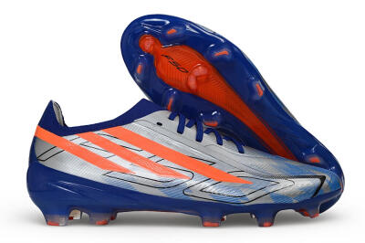 Unisex Adidas F50 Hyperfast Elite Laceless FG Firm Ground Low-Tops Football Boots - Silver/Lucid Blue/Solar Red