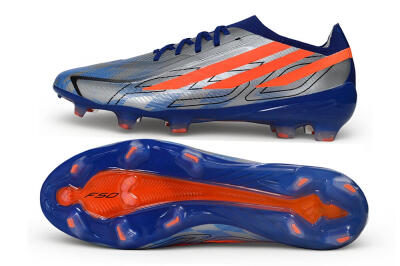 Unisex Adidas F50 Hyperfast Elite Laceless FG Firm Ground Low-Tops Football Boots - Silver/Lucid Blue/Solar Red