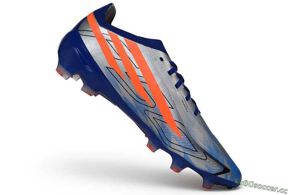Unisex Adidas F50 Hyperfast Elite Laceless FG Firm Ground Low-Tops Football Boots - Silver/Lucid Blue/Solar Red 4