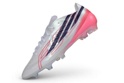 Unisex Adidas F50 Hyperfast Evo FG Firm Ground Low-Tops Football Boots - White/Lucid Pink/Night Indigo