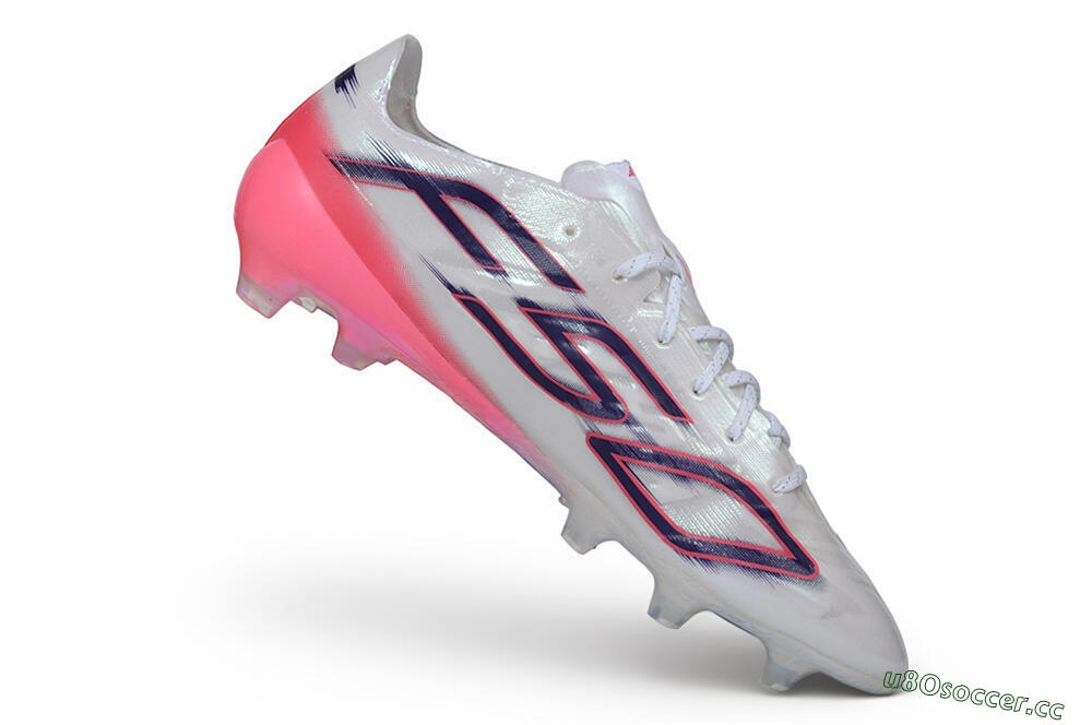 Unisex Adidas F50 Hyperfast Evo FG Firm Ground Low-Tops Football Boots - White/Lucid Pink/Night Indigo 4