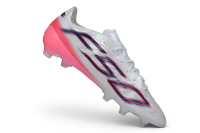 Unisex Adidas F50 Hyperfast Evo FG Firm Ground Low-Tops Football Boots - White/Lucid Pink/Night Indigo