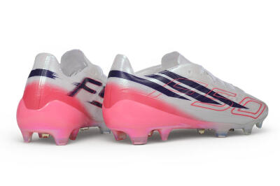 Unisex Adidas F50 Hyperfast Evo FG Firm Ground Low-Tops Football Boots - White/Lucid Pink/Night Indigo
