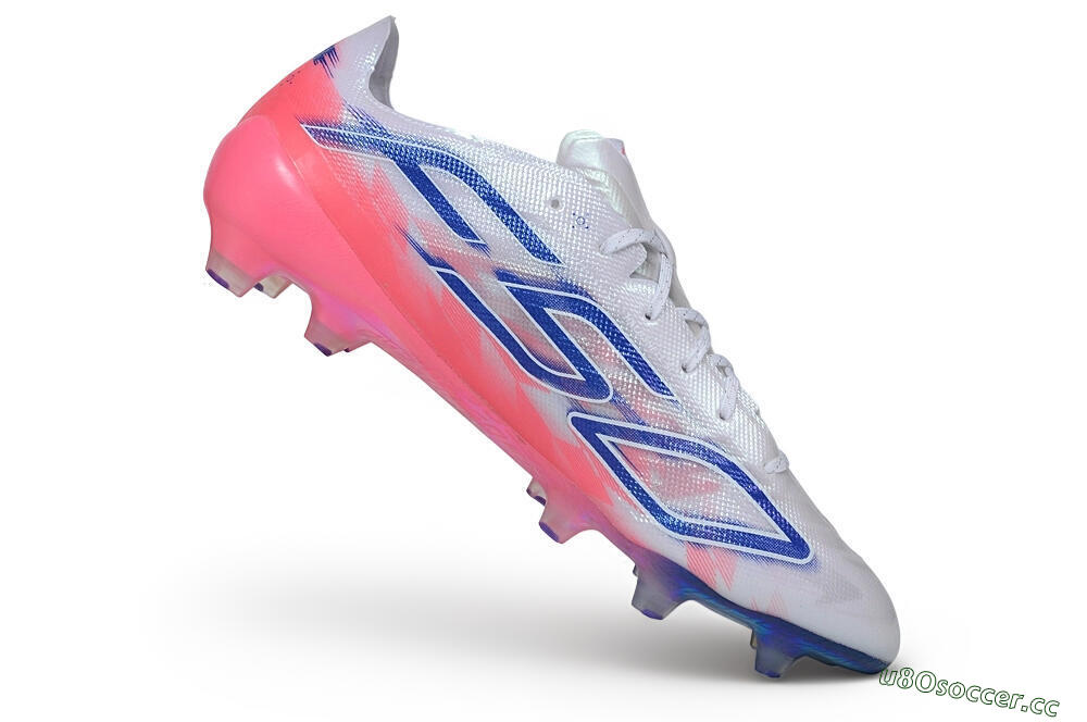 Unisex Adidas F50 Hyperfast Evo FG Firm Ground Low-Tops Football Boots - White/Lucid Blue/Solar Pink 4