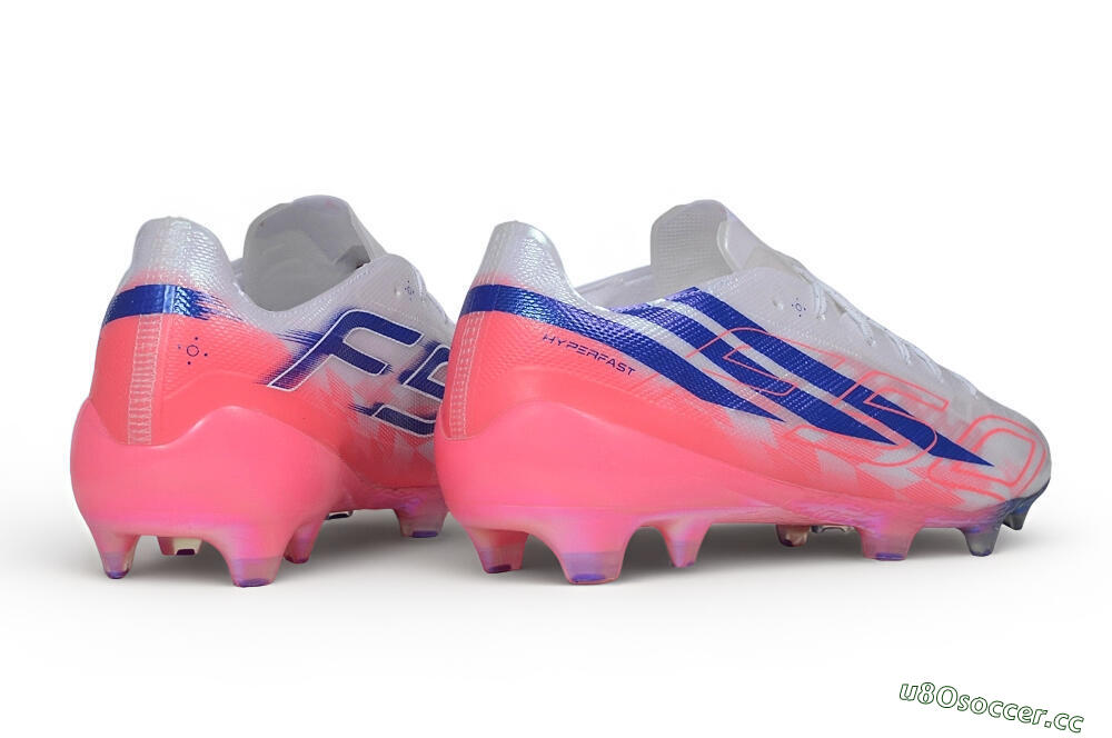 Unisex Adidas F50 Hyperfast Evo FG Firm Ground Low-Tops Football Boots - White/Lucid Blue/Solar Pink 6