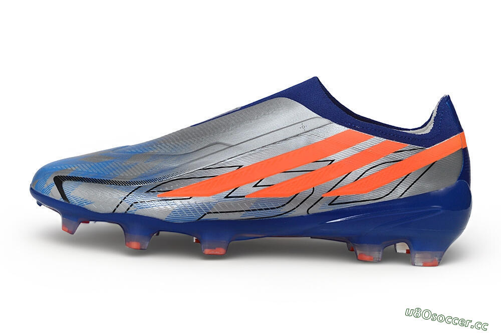 Unisex Adidas F50 Hyperfast Elite Laceless FG Firm Ground Low-Tops Football Boots - Blue/Silver Metallic/Solar Red 0