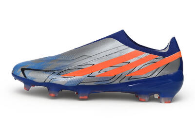 Unisex Adidas F50 Hyperfast Elite Laceless FG Firm Ground Low-Tops Football Boots - Blue/Silver Metallic/Solar Red