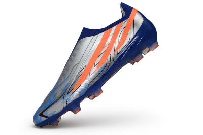 Unisex Adidas F50 Hyperfast Elite Laceless FG Firm Ground Low-Tops Football Boots - Blue/Silver Metallic/Solar Red
