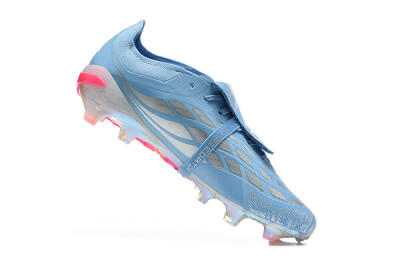 Men's Adidas Predator 26 Elite Fold-Over Tongue FG Firm Ground Low-Tops Football Boots - Blue/Ice Blue/Metallic Silver