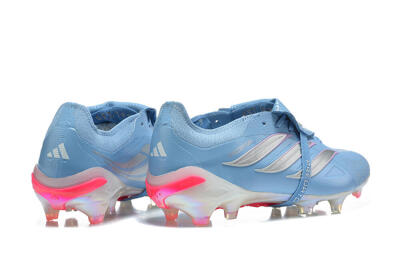 Men's Adidas Predator 26 Elite Fold-Over Tongue FG Firm Ground Low-Tops Football Boots - Blue/Ice Blue/Metallic Silver