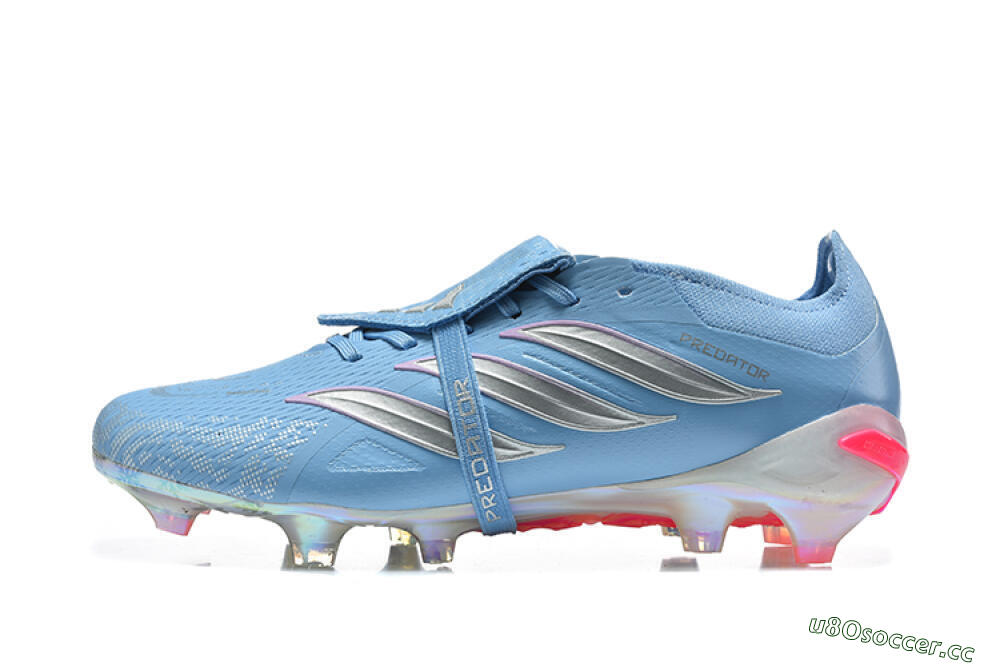 Men's Adidas Predator 26 Elite Fold-Over Tongue FG Firm Ground Low-Tops Football Boots - Blue/Ice Blue/Metallic Silver 0