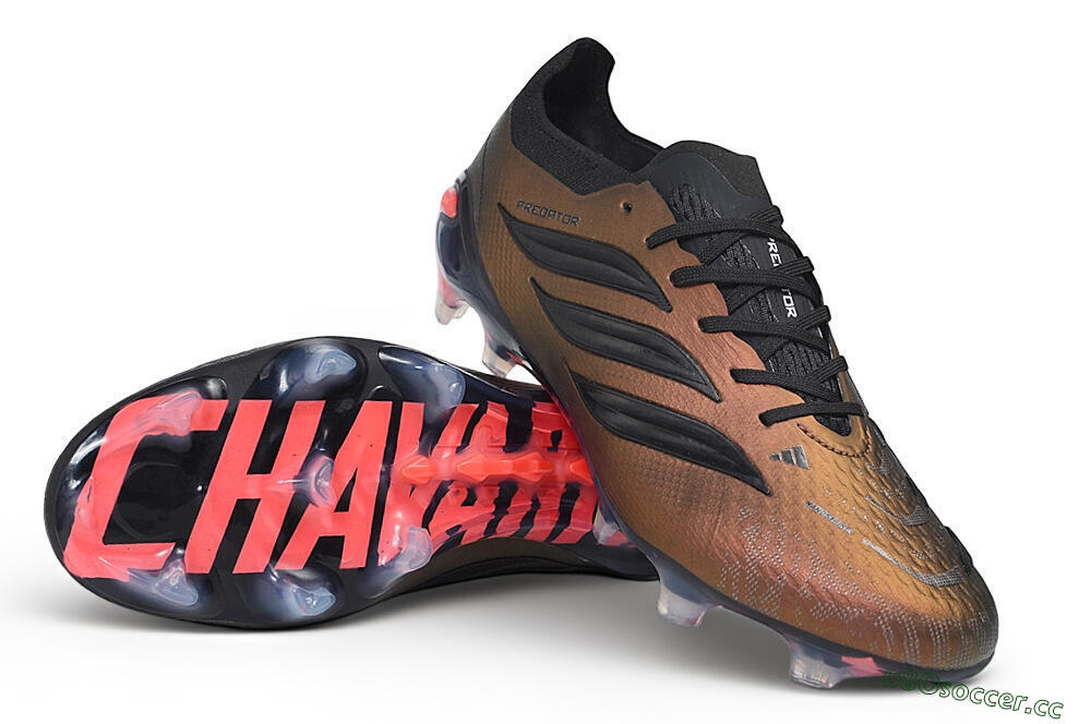 Unisex Adidas Predator 26 Elite FG Firm Ground Low-Tops Football Boots - Bronze/Metallic Bronze/Core Black 3