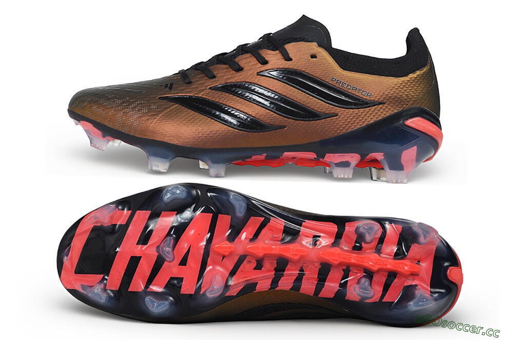 Unisex Adidas Predator 26 Elite FG Firm Ground Low-Tops Football Boots - Bronze/Metallic Bronze/Core Black 1