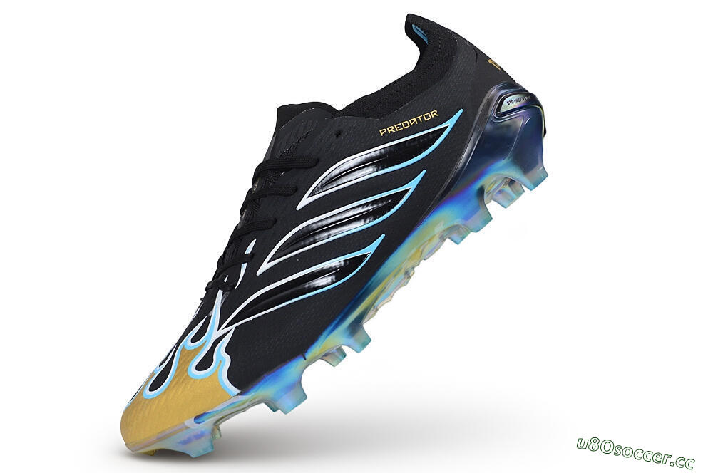 Unisex Adidas Predator 26 Elite FG Firm Ground Low-Tops Football Boots - Black/Core Black/Metallic Gold 5
