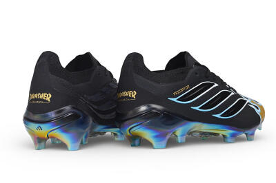 Unisex Adidas Predator 26 Elite FG Firm Ground Low-Tops Football Boots - Black/Core Black/Metallic Gold