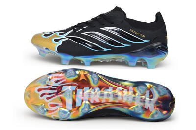 Unisex Adidas Predator 26 Elite FG Firm Ground Low-Tops Football Boots - Black/Core Black/Metallic Gold