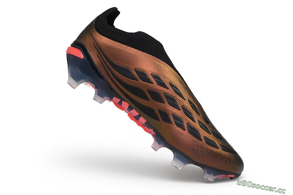 Unisex Adidas Predator 26 Elite Laceless FG Firm Ground Low-Tops Football Boots - Bronze/Metallic Bronze/Core Black 4