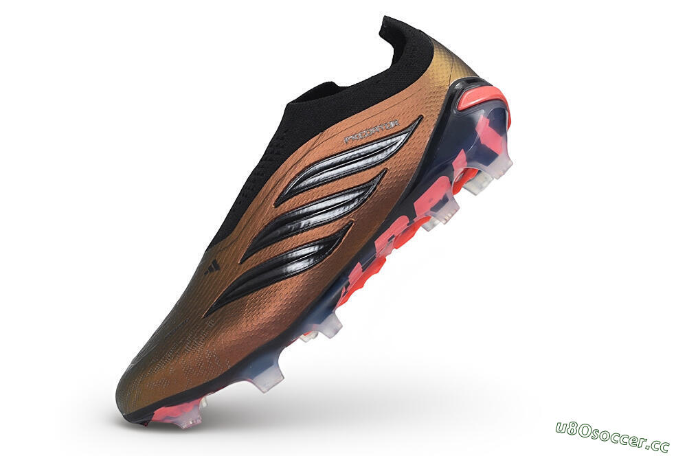 Unisex Adidas Predator 26 Elite Laceless FG Firm Ground Low-Tops Football Boots - Bronze/Metallic Bronze/Core Black 5