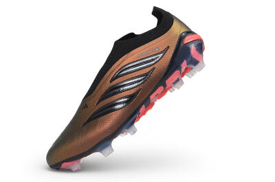 Unisex Adidas Predator 26 Elite Laceless FG Firm Ground Low-Tops Football Boots - Bronze/Metallic Bronze/Core Black