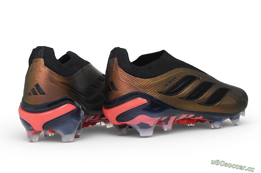 Unisex Adidas Predator 26 Elite Laceless FG Firm Ground Low-Tops Football Boots - Bronze/Metallic Bronze/Core Black 6